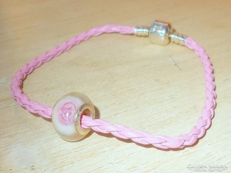 Pink floral 925 silver charm pink pandora character bracelet