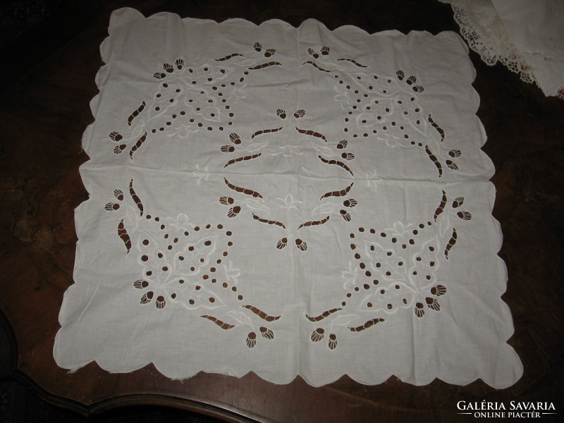 Huge old tablecloth pack with azure crochet embroidery