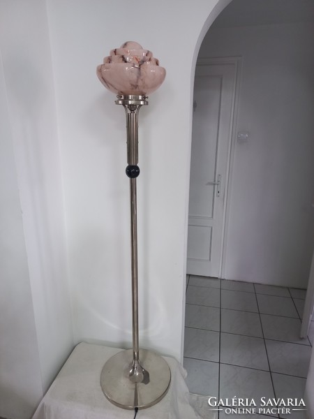Art deco floor lamp lamp with marble-patterned glass cover
