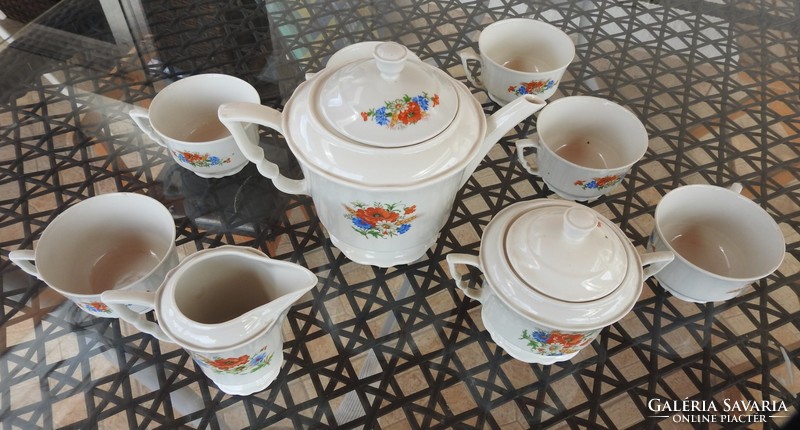 Old zsolnay poppy pattern wildflower tea set
