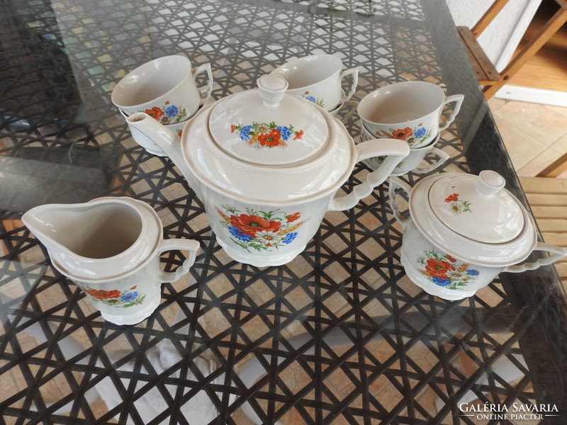 Old zsolnay poppy pattern wildflower tea set