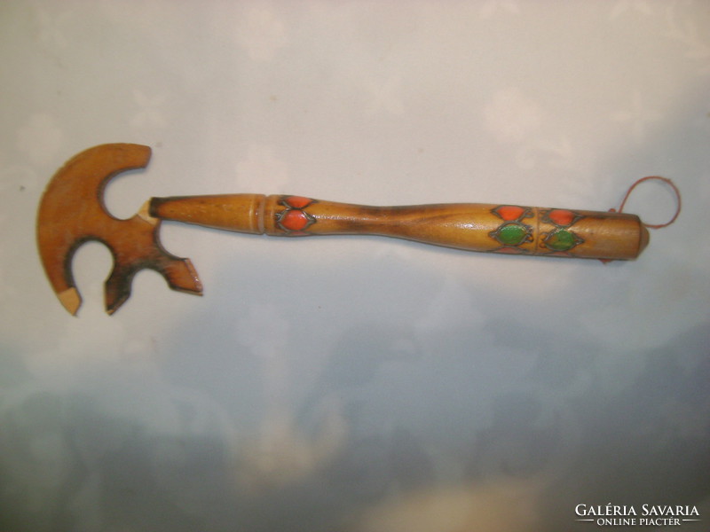 Retro painted, carved wall decoration - mace and step