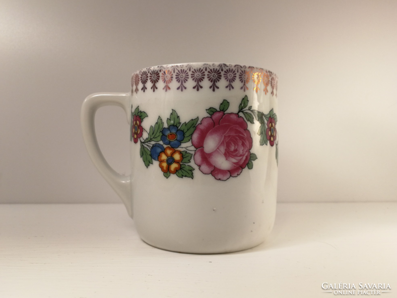 Antique rosy, floral porcelain mz altrohlau mug 07