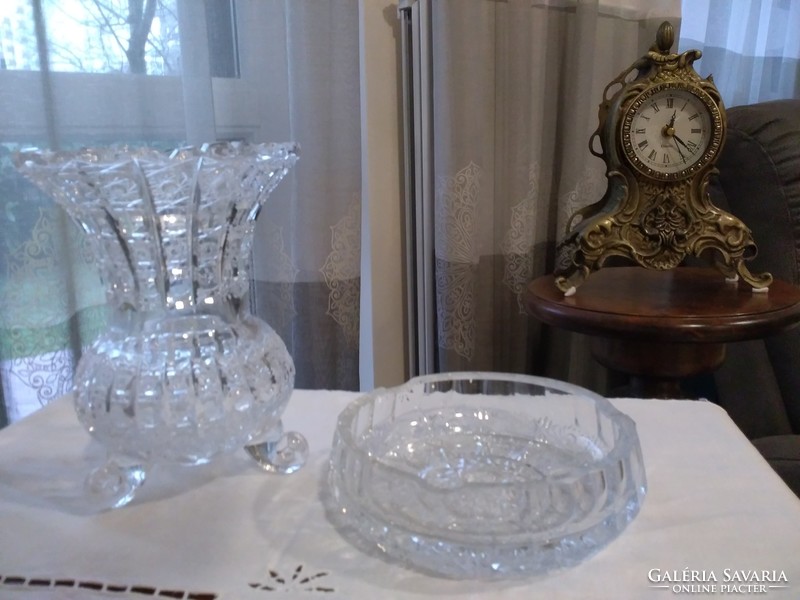 Lead crystal vase with cigar ashtray