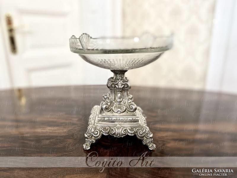 With antique Viennese silver serving glass