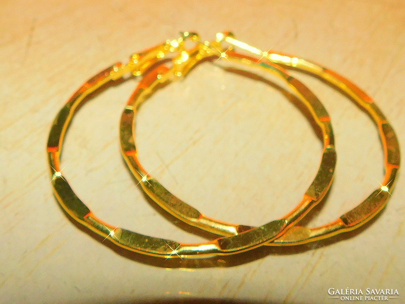 Italian Engraved Gold Gold Filled Hoop Earrings - Quality Piece 3.5 Cm