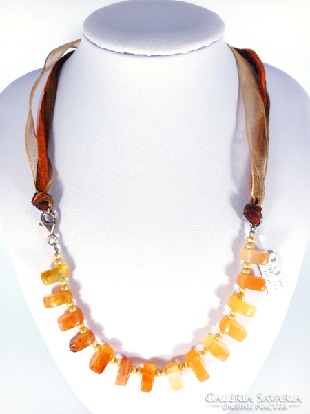 Biwa pearl necklace with sterling silver 925 carnelian stones