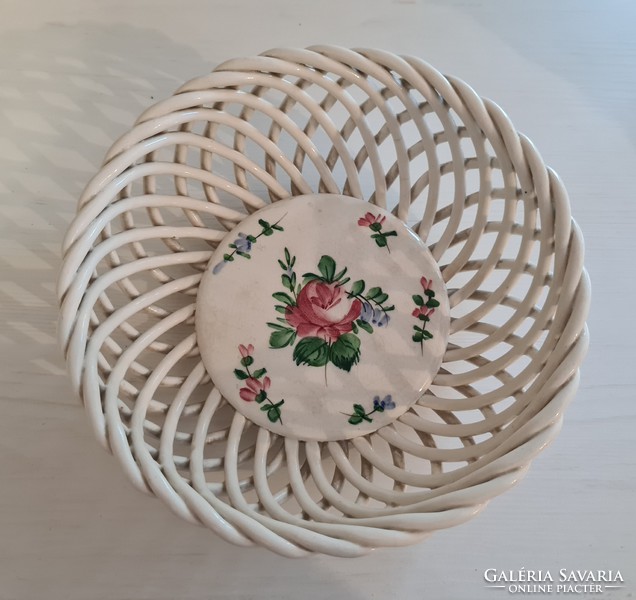 Antique fischer emil porcelain wicker basket