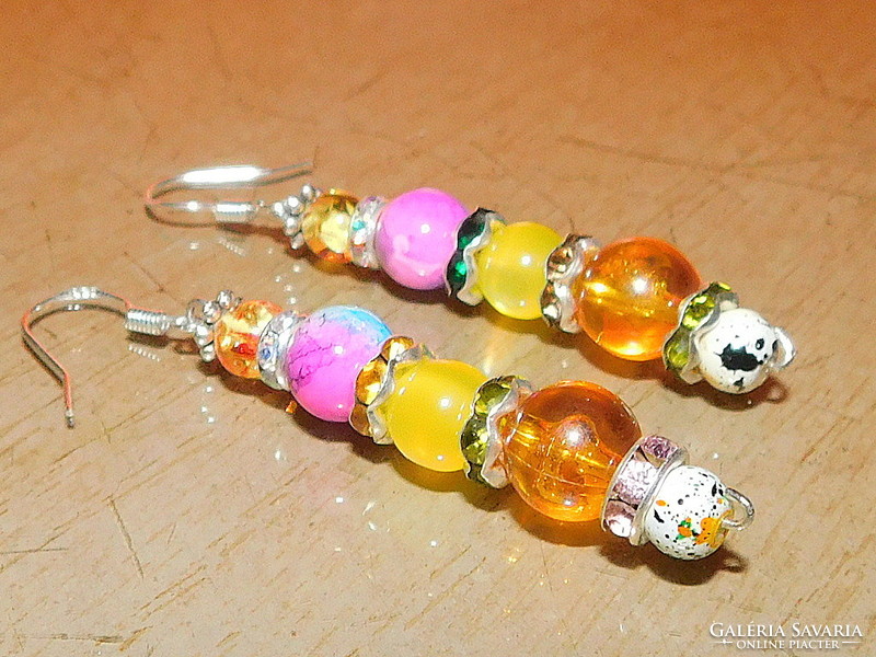 Amber beaded crystal earrings