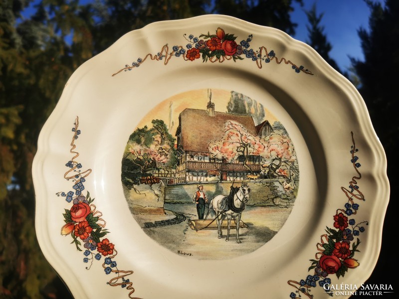 French Oberna faience bowl with sarreguemines