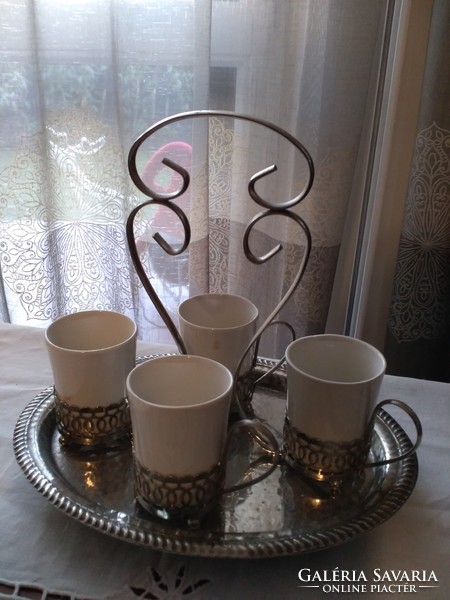 English enoch wedgwood hand hammered tray for four person coffee set