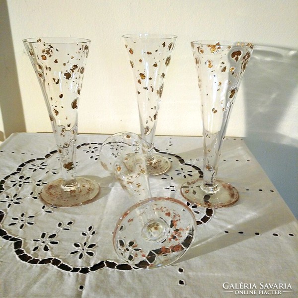 Vasily gabriella with beautiful, blown, gold-decorated crystal champagne glasses