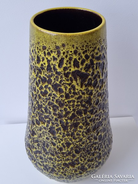 Impressive mid-century German ceramic floor vase with special fat lava glaze-vintage design floor vase