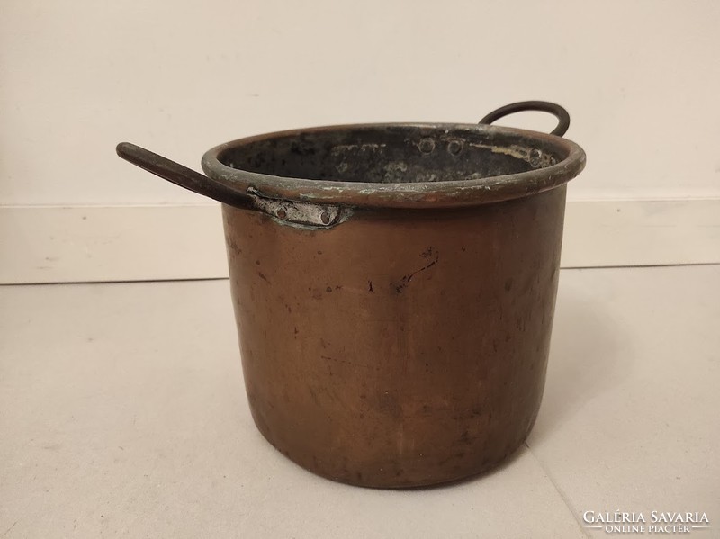 Antique patinated kitchen utensil dish tinned copper two-pot pot 512