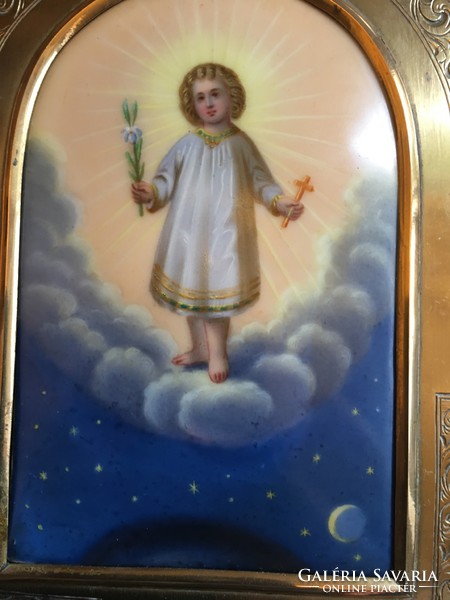 Xix.Sz.I. depicting little Jesus. Hand painted porcelain picture !!!
