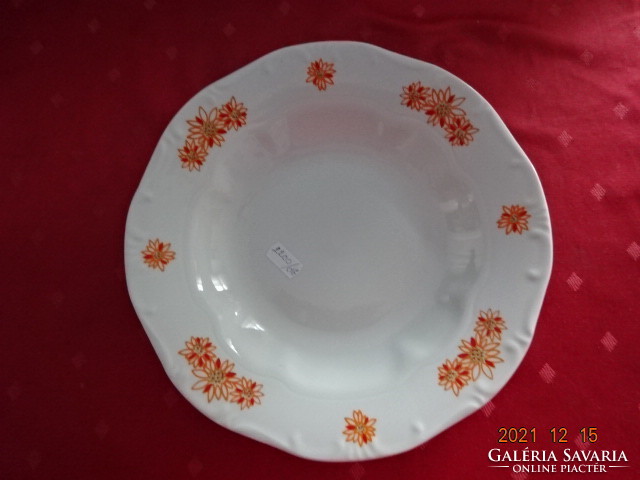 Zsolnay porcelain deep plate, yellow flower pattern, diameter 24 cm. He has!