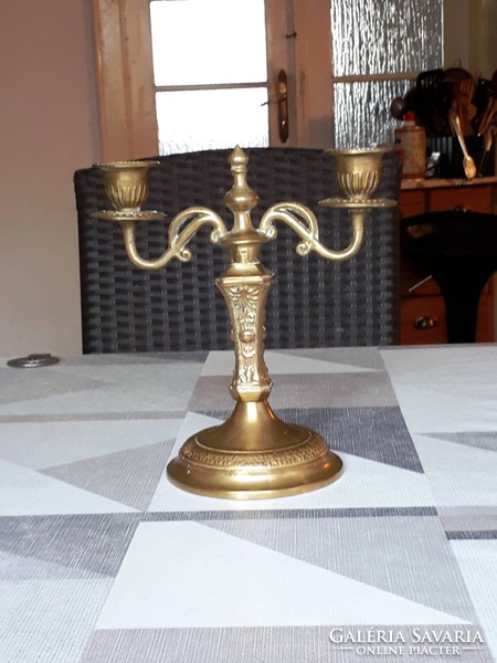 Antique solid copper candle holder
