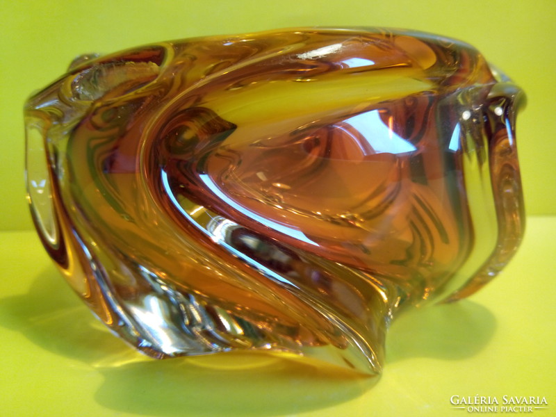 Czech thick-walled glass candy dispenser or ashtray