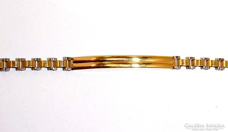 Sárga-fehér arany lapkás karkötő (ZAL-Au91997)