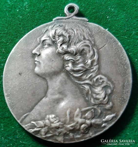 Antirm Szirmay (1871-1938): bust of a woman, pendant, medal, plaque, art nouveau