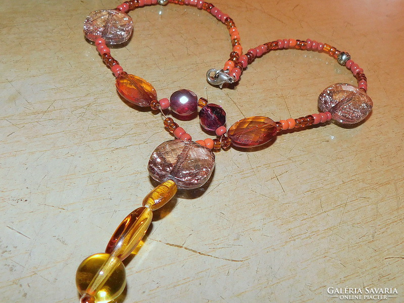 Amber glass pearl necklace