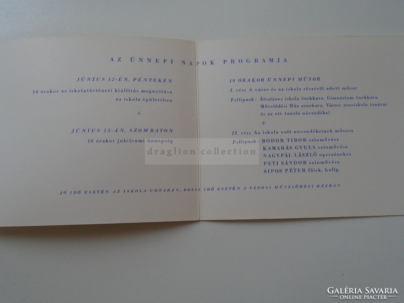 Zs64.2 Szilárdy price grammar school, invitation sent in 1964 to teacher karsay sándor