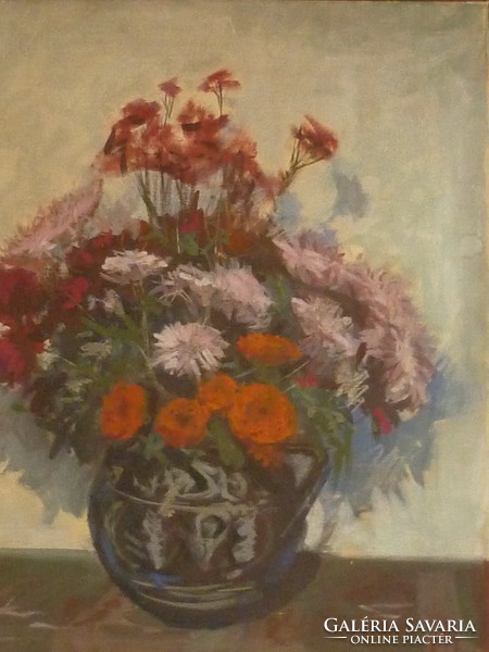 Autumn dénes for sale: oil canvas painting entitled Still Life with Flowers