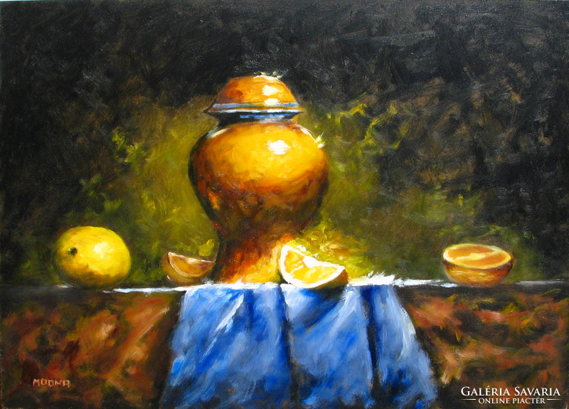 Moona: Csendélet citromokkal EREDETI olajfestmény