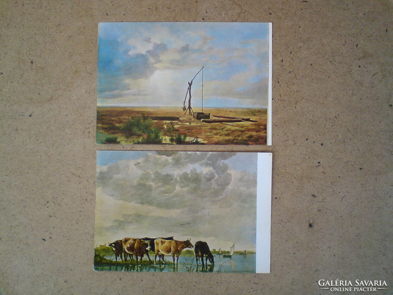 Old paintings on a postcard (postal clear)