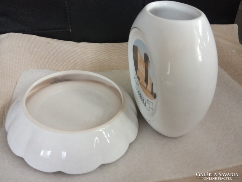 Retro ceramic vase and ashtray souvenirs from Gyula