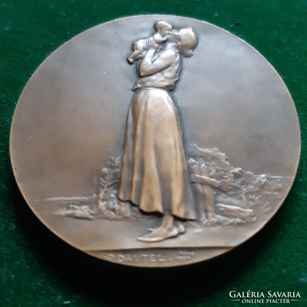 Pierre-Victor Dautel: Motherhood, Medal 1904, Art Nouveau, Art Nouveau