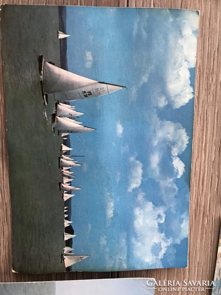 Lots of Balaton themed postcards with sailboats, sails, Siófok, etc.