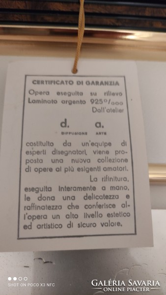 Nagy méretű súlyos DIFFUSIONE ARTE PAESAGGIO ( tájkép ) 925-ös ezüst kép relief certifikációval