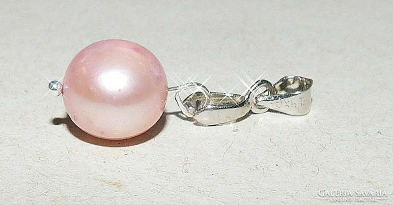 Powder pink cultured real pearl pendant 18kgp