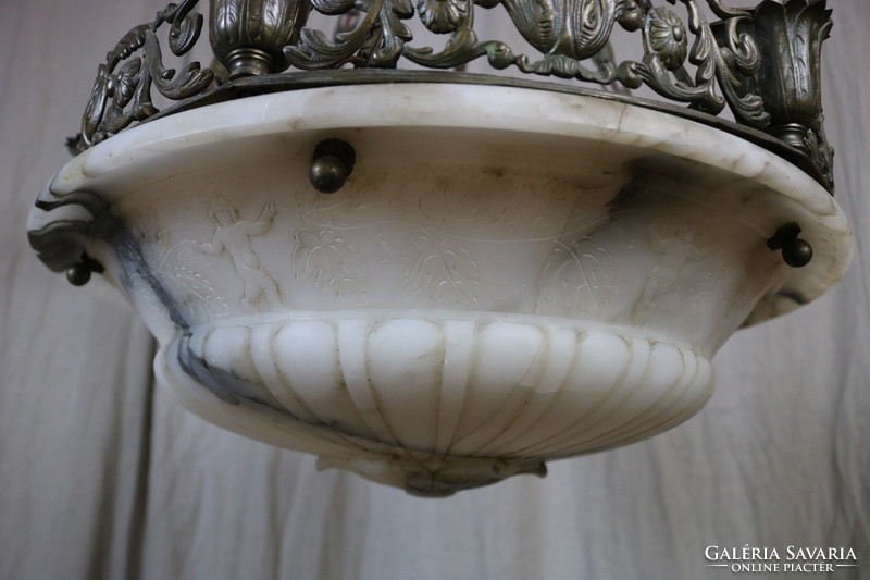 Neo-Renaissance marble / copper chandelier
