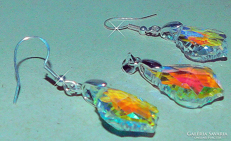 Clear white rainbow baroque drop crystal jewelry set