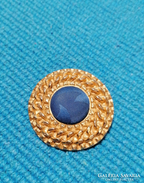 Gold colored brooch with blue silk insert(23)