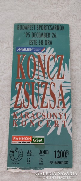 Koncz Zsuzsa 1995 karácsonyi koncert jegy