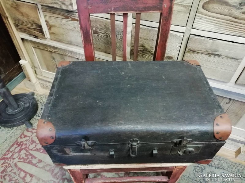 Wooden suitcase, small marked suitcase, traveling suitcase from the beginning of the 20th century