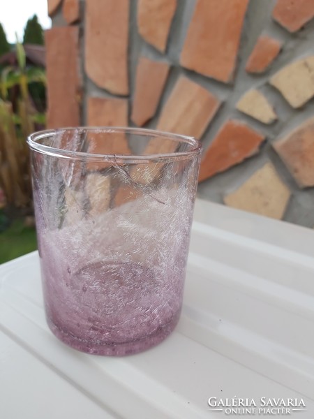 Lilás pohár  repesztett Fátyolüveg fátyol karcagi berekfürdői üveg