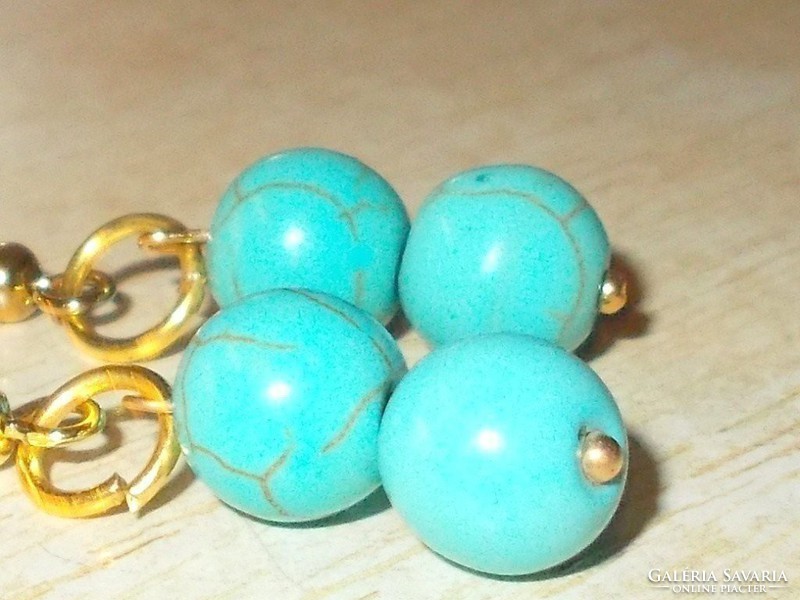 Turquoise mineral stony pearl gold gold filled earrings