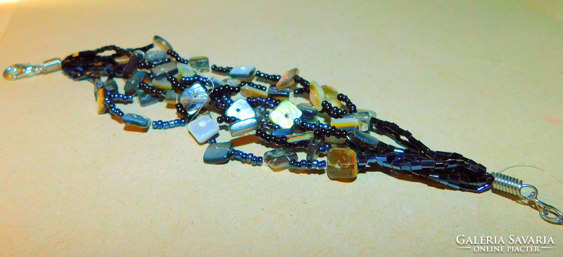 Black pearl sea shells 7 rows braided handmade bracelet - fine piece