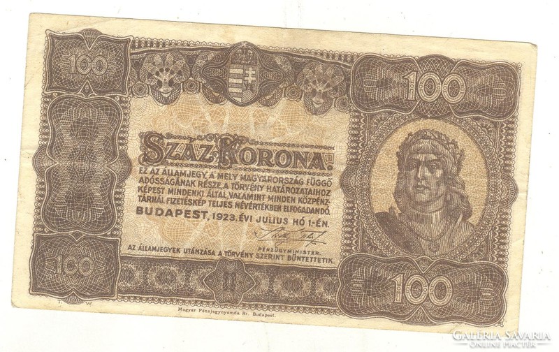 100 korona 1923 Pénzjegynyomda 3.