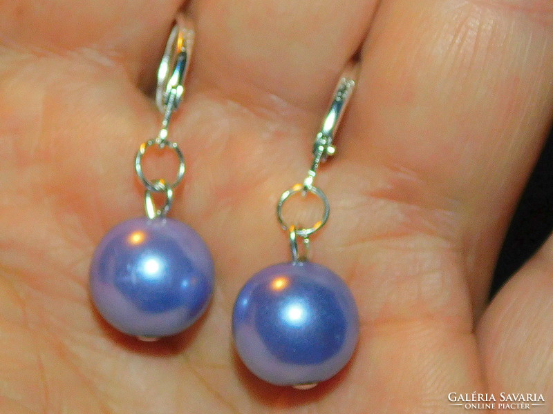 Organ purple shell pearl pearl earrings