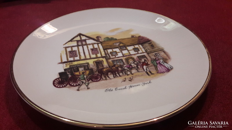 Biedermeier utcajelenetes porcelán tányér (L1938)