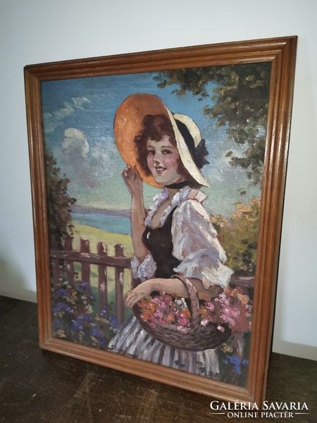 Illencz lipot girl painting with basket