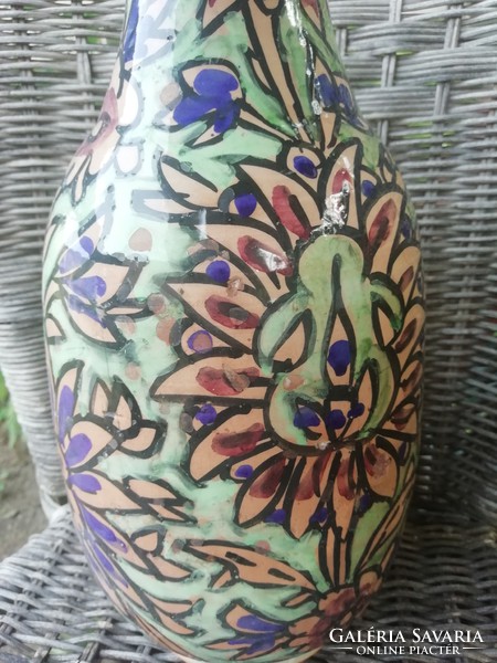 Antique floral patterned ceramic vase