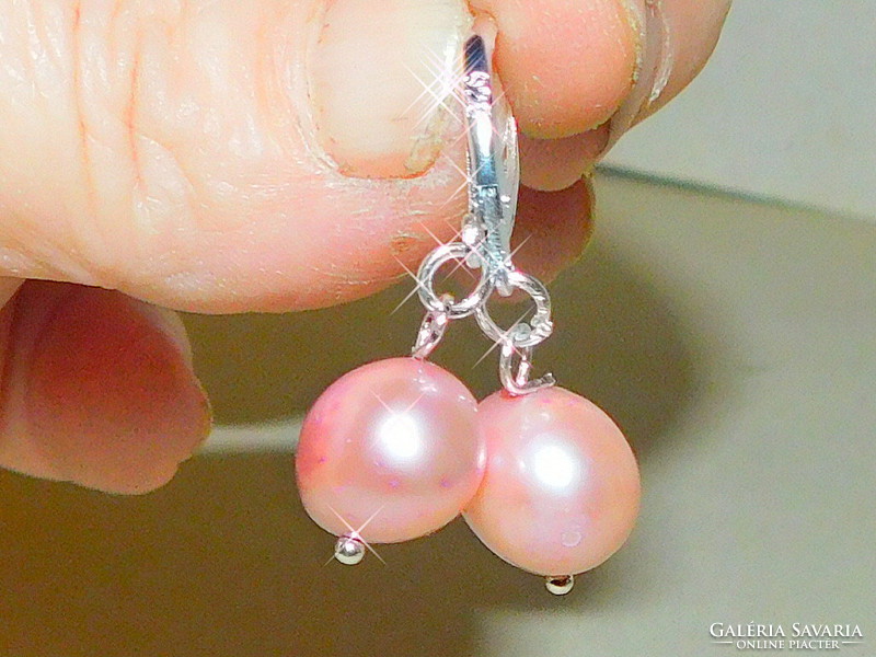 Pink akoya real pearl earrings