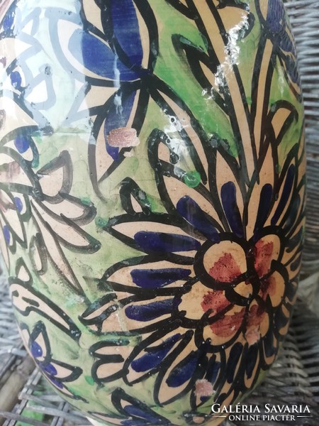 Antique floral patterned ceramic vase