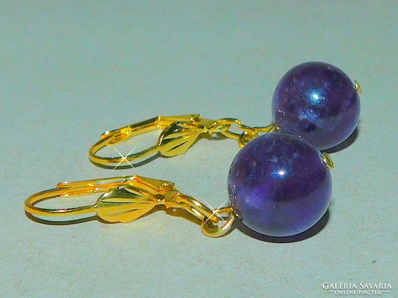 Amethyst mineral sphere with gold gold filled earrings